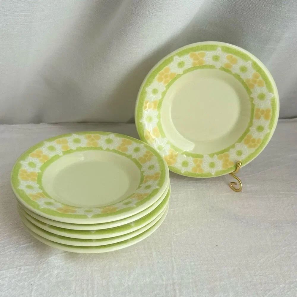 Franciscan Picnic Daisy 70s Vintage Set of 6 Saucers